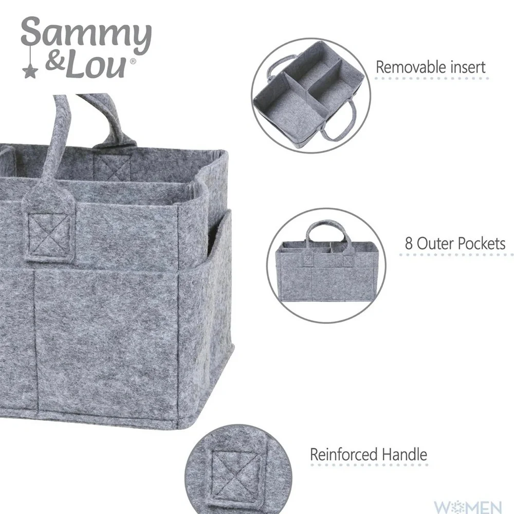 Sammy & Lou Collapsible Felt Storage Caddy Light Gray Organizer